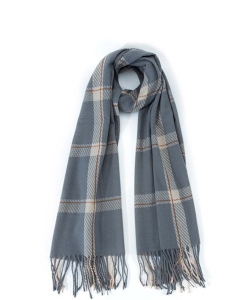 Plaid Fringed Ends Winter Scarf SF320110 GRAY